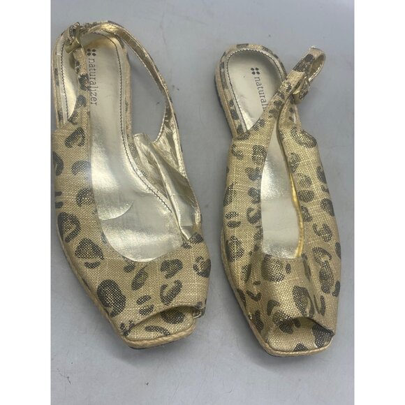 naturalizer memento animal print open toed sandals ankle buckle flats 7.5 READ - Picture 2 of 7